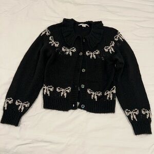 Kimchi Blue Black Cardigan with Bow Pattern